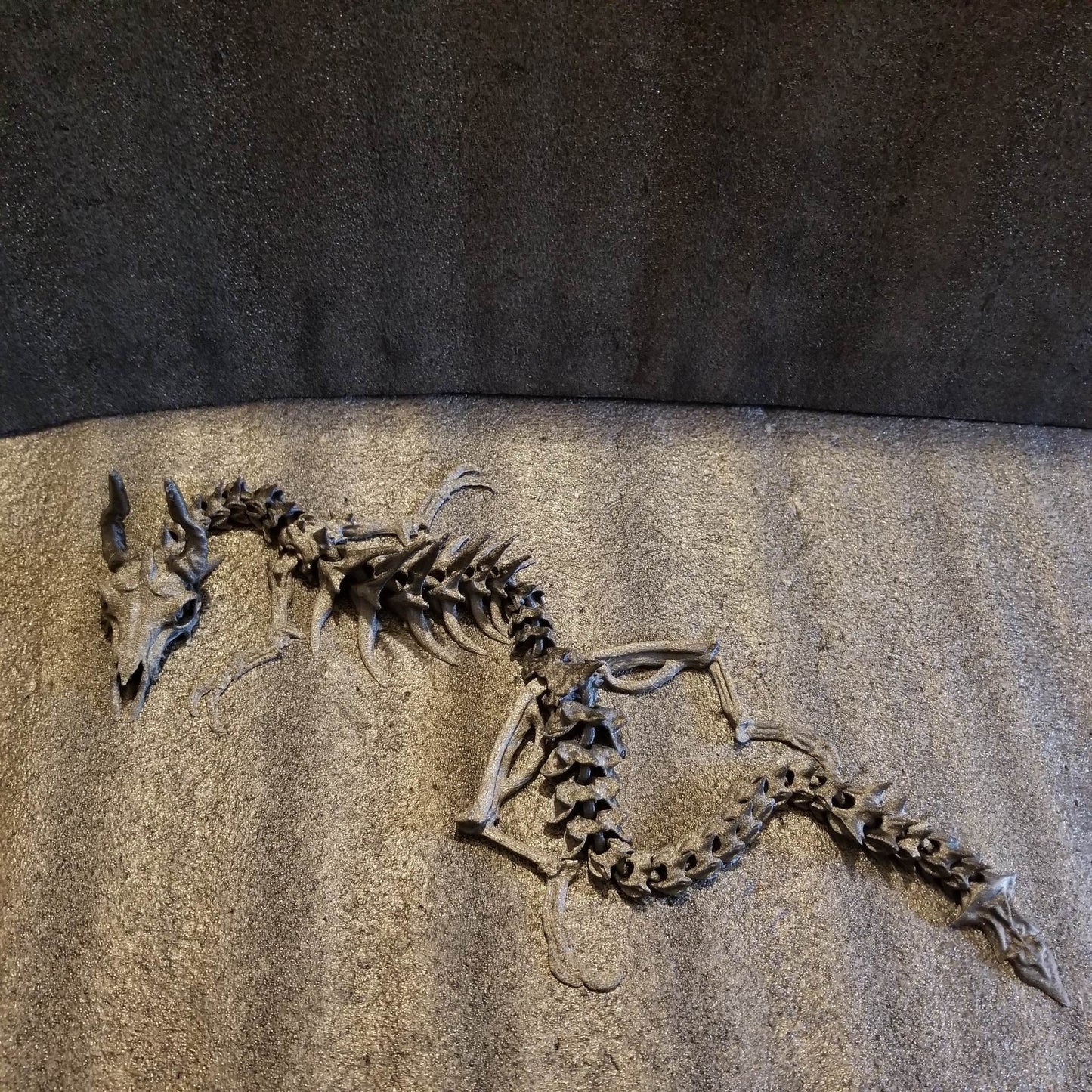 Articulated Dragon Skeleton 24i nch Black Carbon Fiber Infused fidget flexi designed by @doll_maker_spb