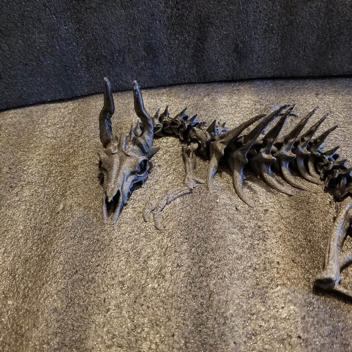Articulated Dragon Skeleton 24i nch Black Carbon Fiber Infused fidget flexi designed by @doll_maker_spb