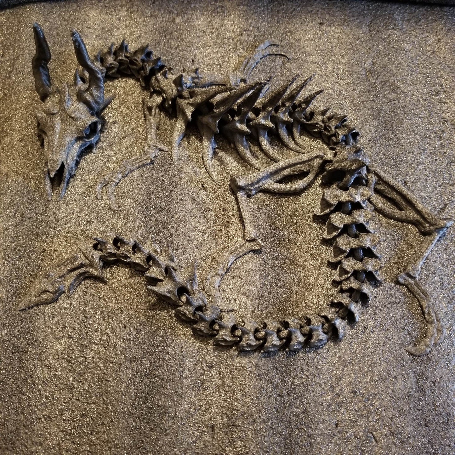 Articulated Dragon Skeleton 24i nch Black Carbon Fiber Infused fidget flexi designed by @doll_maker_spb